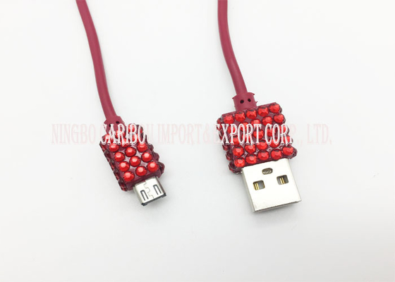 Classic Android Data Cable Micro Usb Data Charging Cable With Bling Stone