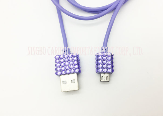 Light  Purple Color Micro Usb Charging Cable PVC And Copper Wire Material