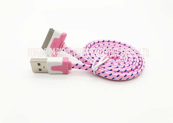 Flat Iphone 4 Fast Charging Data Cable Patented Design With Durable Nylon Braided